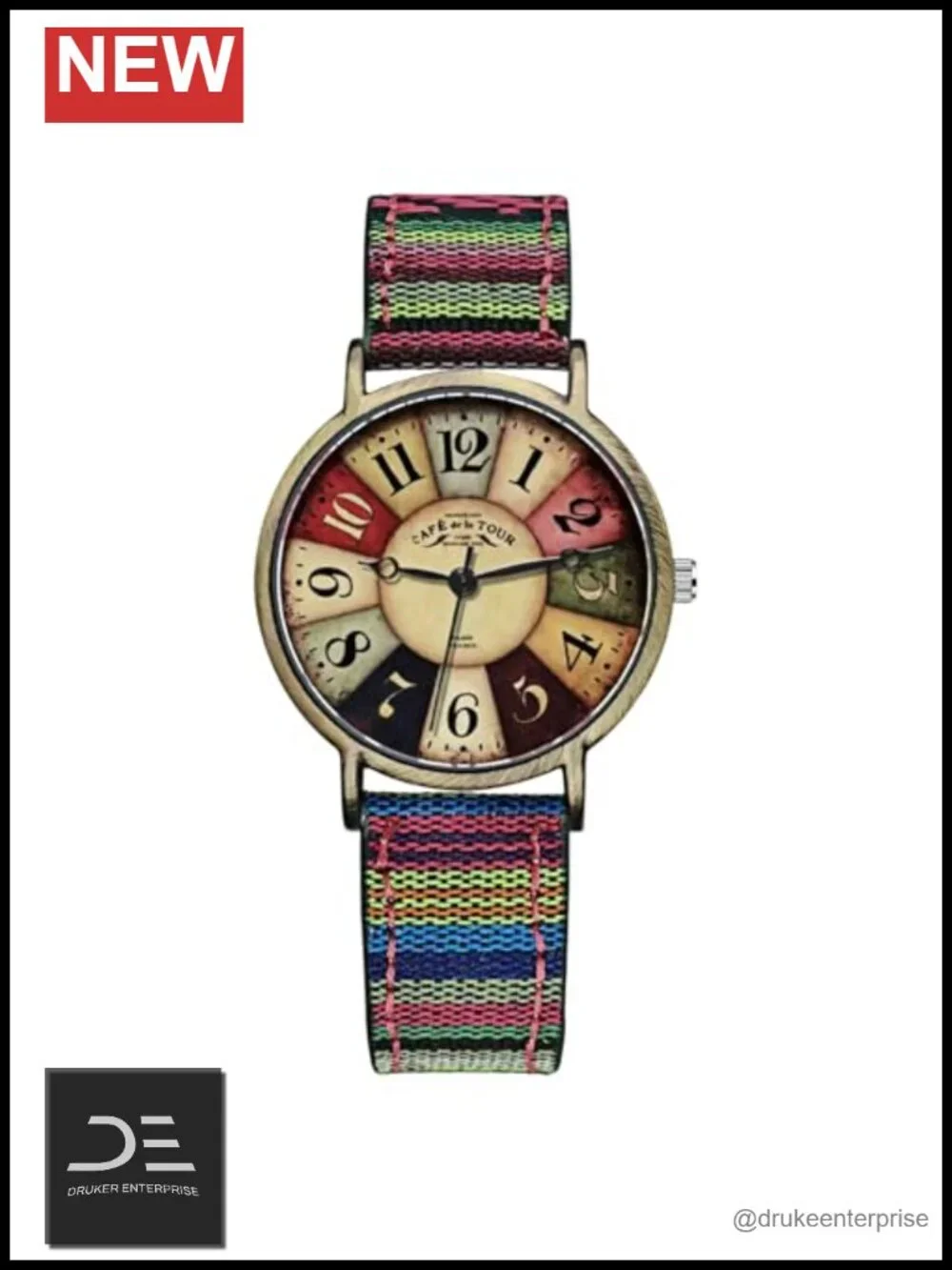 Multicolor Woven Strap Watch Fashion Rainbow Boho Hippie Casual